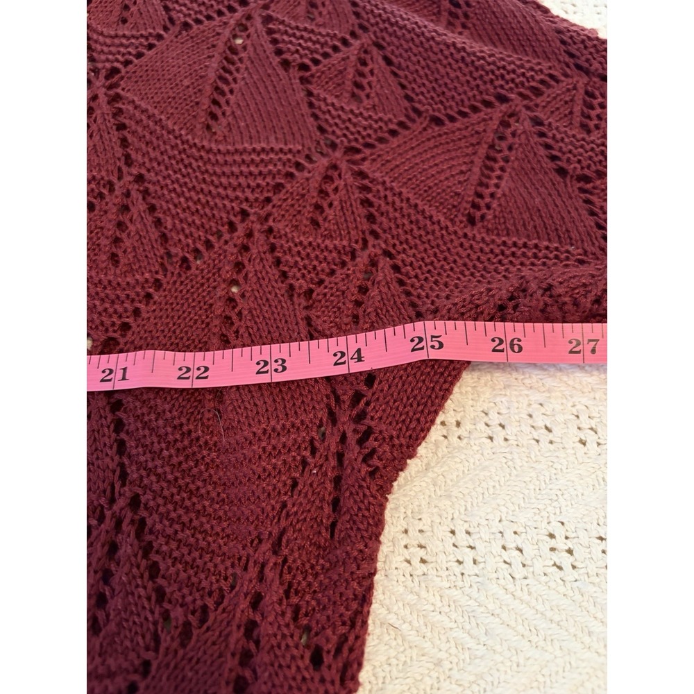 Forever 21 Burgundy Open Front Long Sleeve Sweater Cardigan Size Large Trendy - Picture 6 of 9